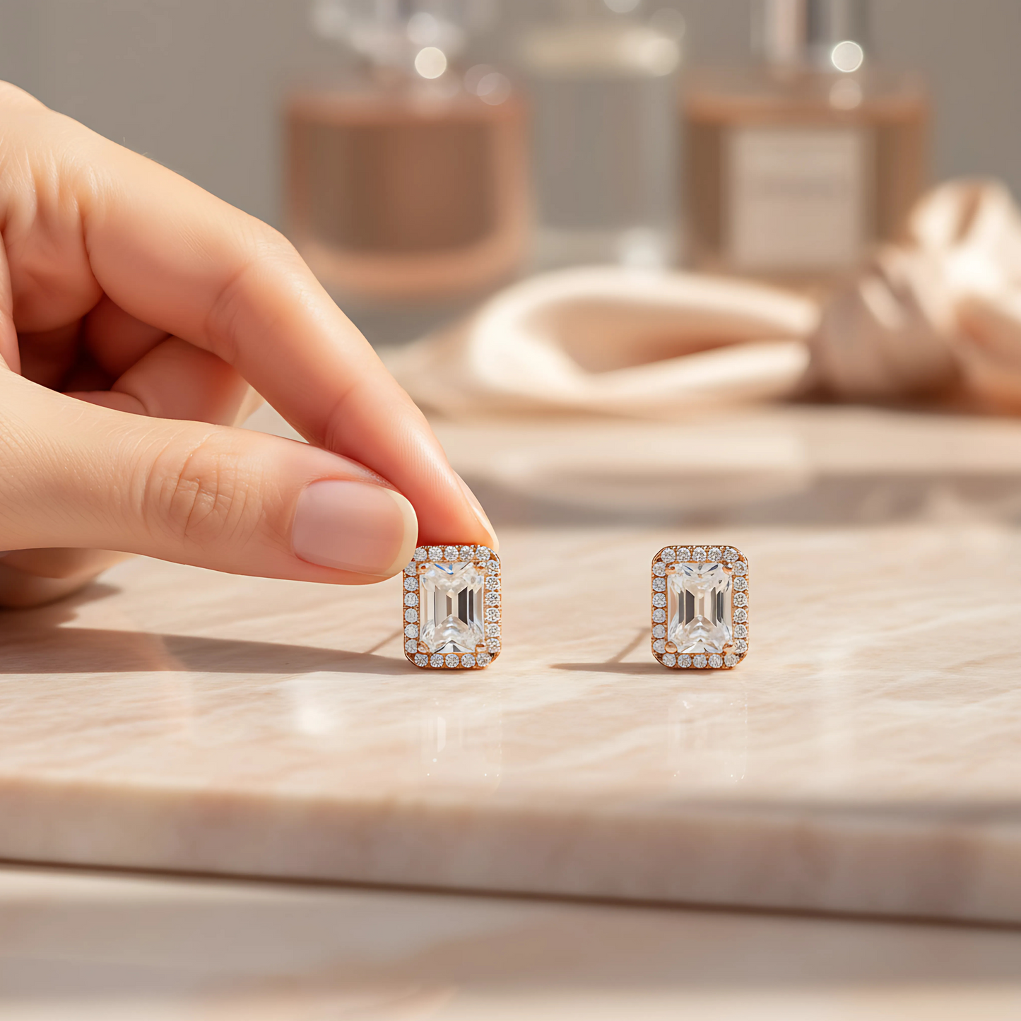 Elegant Small Gold Earrings Designs for Daily Use – Rectangular Tops for Women