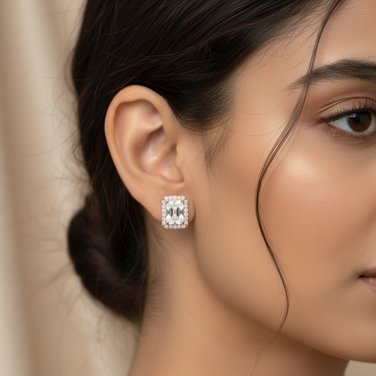 Elegant Small Gold Earrings Designs for Daily Use – Rectangular Tops for Women