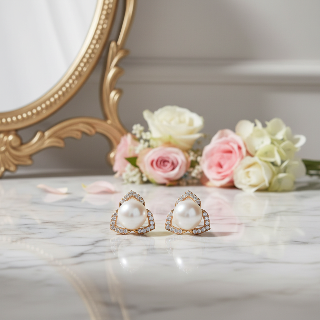 Elegant Pearl Stud Earrings – Small Gold Earrings Designs for Daily Use