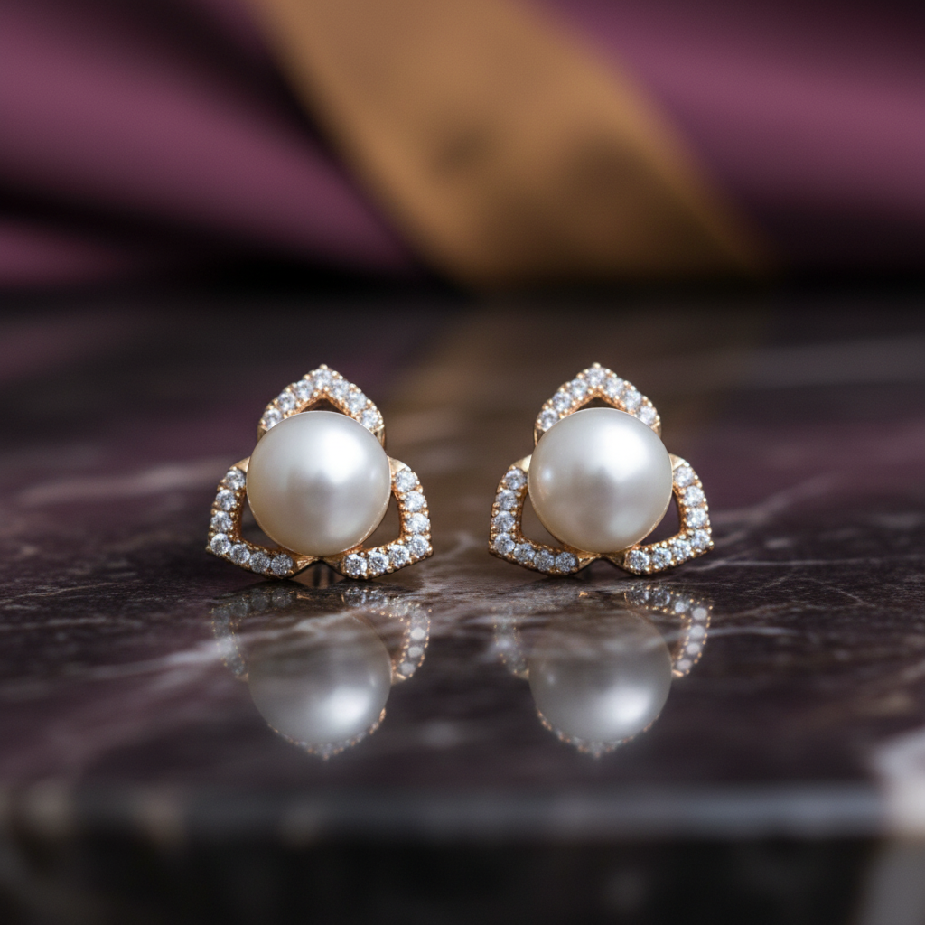 Elegant Pearl Stud Earrings – Small Gold Earrings Designs for Daily Use