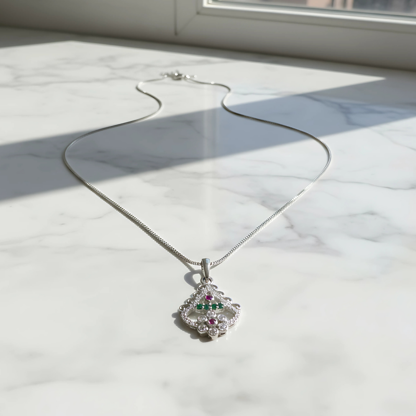 Elegant Silver Plated Pendant Necklace for Women