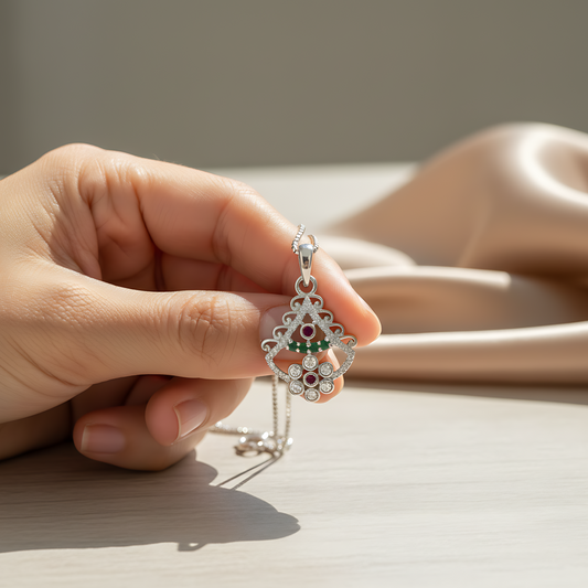 Elegant Silver Plated Pendant Necklace for Women