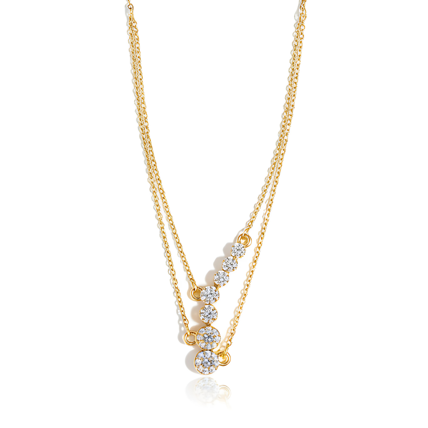 Gold-Plated Layered Necklace with Sparkling Crystal Accents