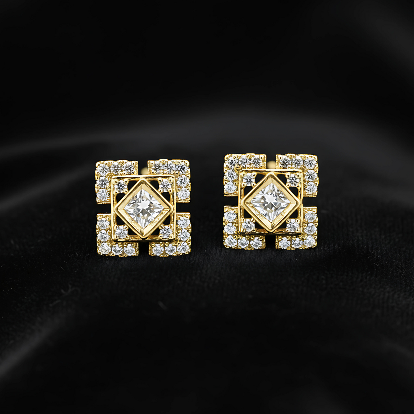 Stylish Small Square Gold Plated Earrings Designs for Daily Use – Sparkling Tops for Women