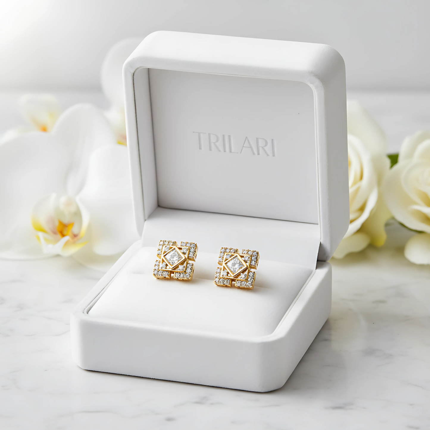 Stylish Small Square Gold Plated Earrings Designs for Daily Use – Sparkling Tops for Women