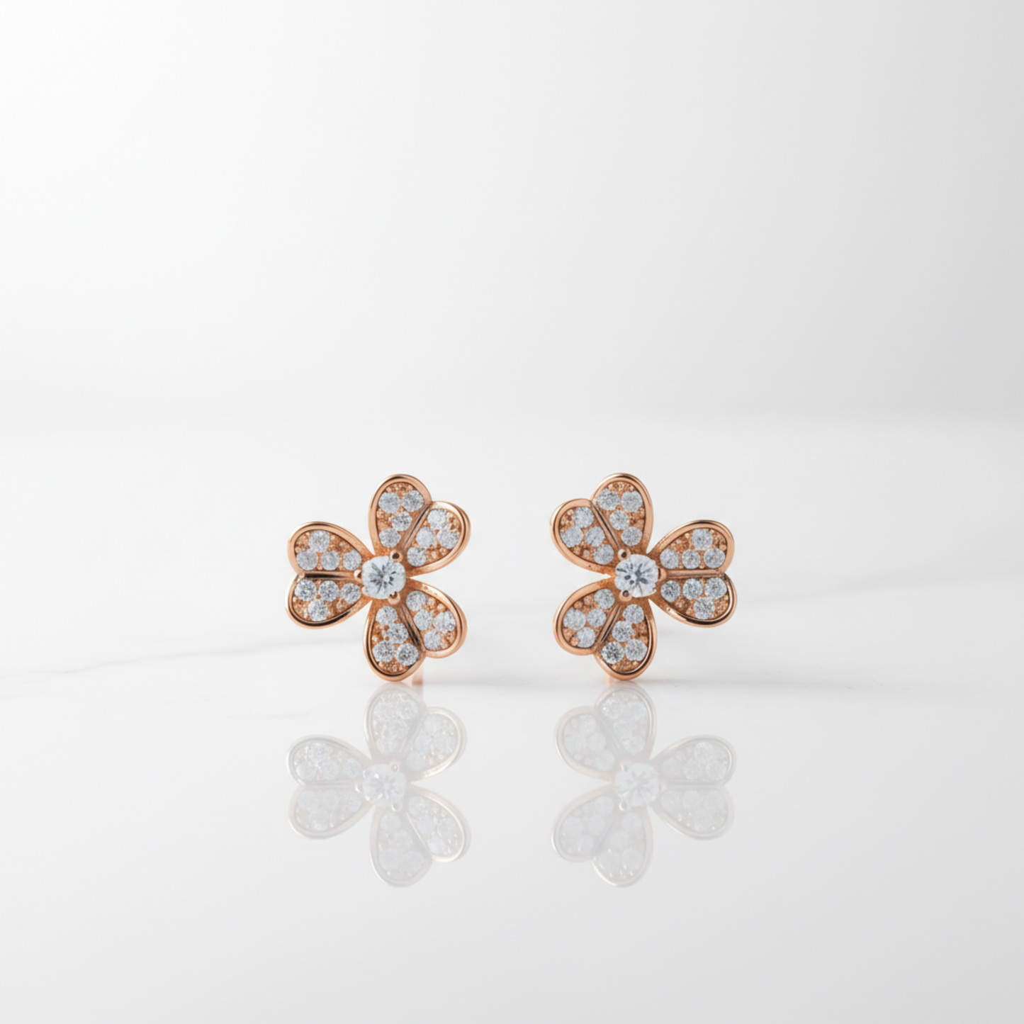 Floral Crystal Stud Earrings – Small Gold Earrings Designs for Daily Use