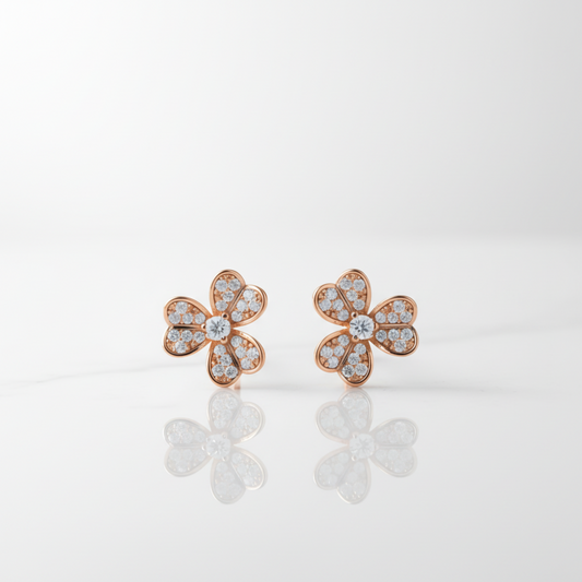Floral Crystal Stud Earrings – Small Gold Earrings Designs for Daily Use
