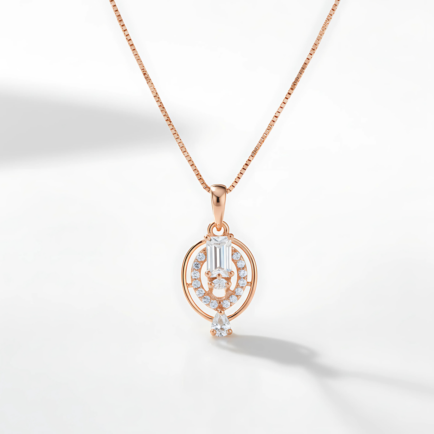 Oval Rose Gold Plated Pendant Necklace for Women