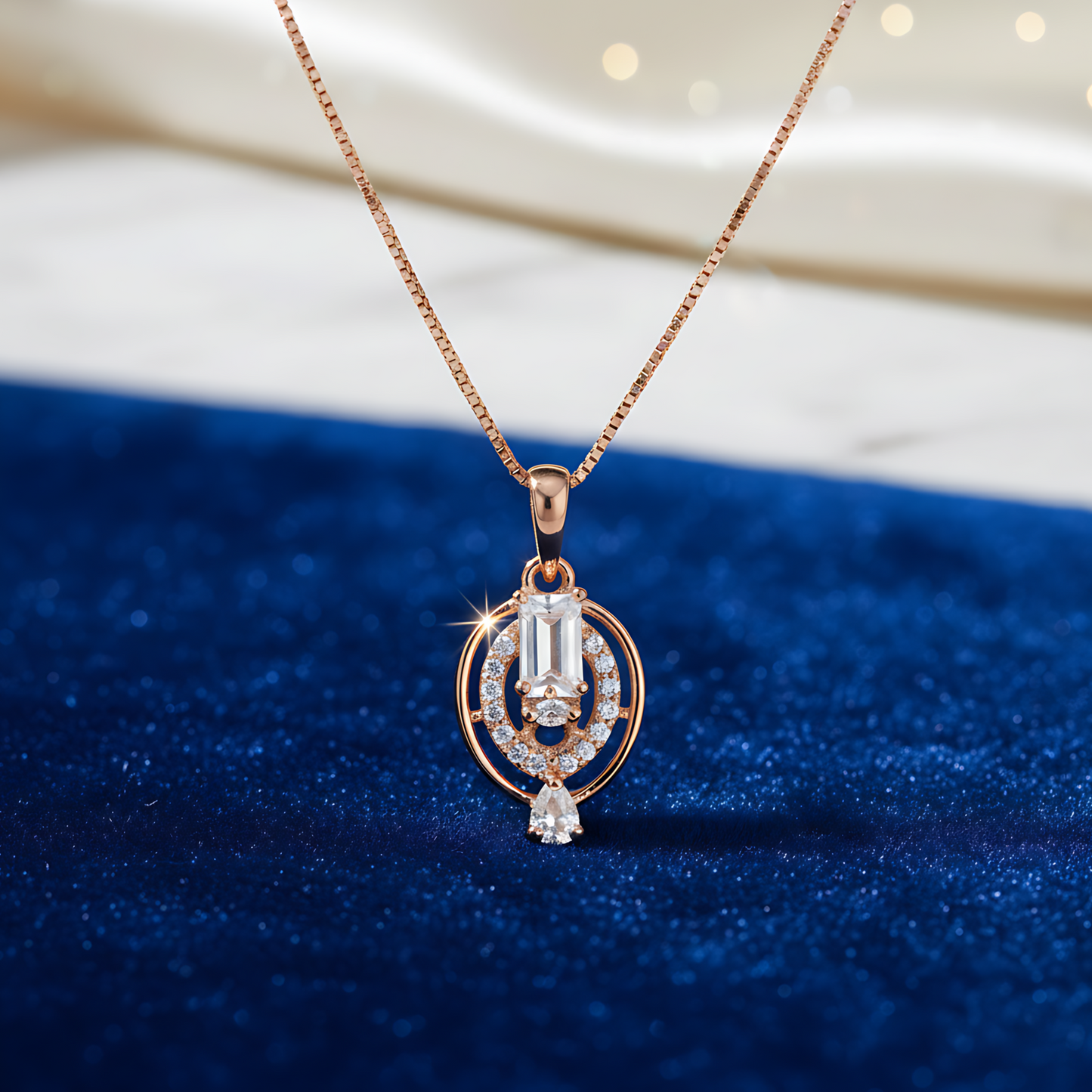 Oval Rose Gold Plated Pendant Necklace for Women