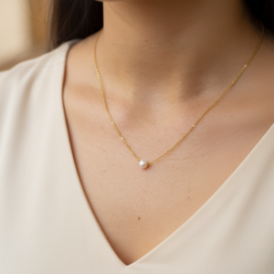 elegant pearl gold plated plated brass necklace